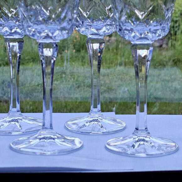 Block Olympic Crystal Wine Glasses 7.25" vtg square bowl fine cut glass (4) - Picture 4 of 10